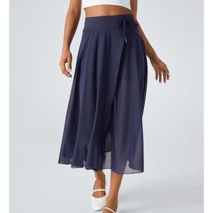 NWT Halara Navy Blue Women's Wrap Midi Skirt